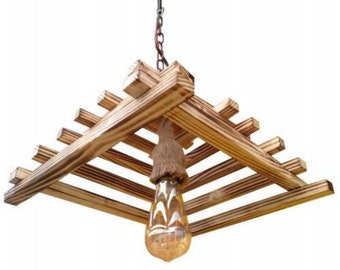 Single/Chandelier Lighting/Wooden/Four Bulbs/Dining Light/Farmhouse/Rustic Ceiling/Kitchen/Flush/Fixture Rope