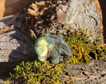 Labradorit Elefant Schnitzerei
