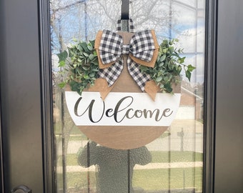 Front Door Decor | Round Welcome Front Door Sign | Door Hanger | Door Wreath | Home Decor l Welcome Hanger l Door Hanger l Outdoor Decor