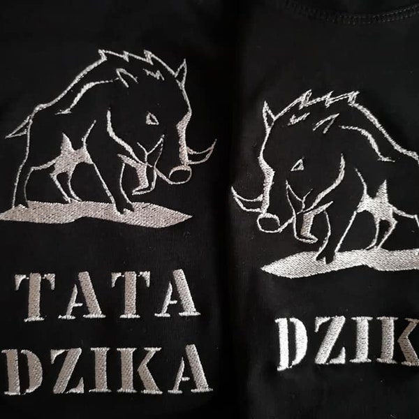 Diseño de bordado de máquina de jabalí salvaje 2 patrones dzik 2 wzory haft tata dzika/dzik tata-syn tamaño 4x6-3/4 aro