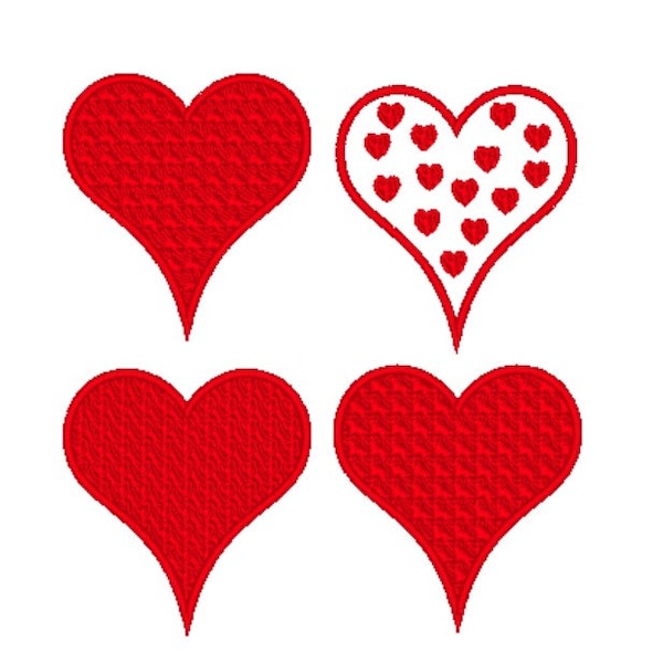 4 Heart Embroidery Design File machine Embroidery 4x4hoop Valentine's Day,4 szt serce wzór haftu walentynki