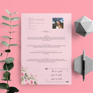 Obituary Template | Obituary Guide | Canva Template