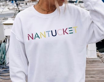 Retro Nantucket Sweatshirt – Minimalist Coastal Crewneck Sweater
