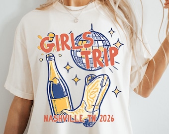 Personalized Nashville Girls Trip Shirt, Custom Bachelorette Party Tee, Girls Weekend Outfit, Nashville Vacation Shirt, Besties Gift