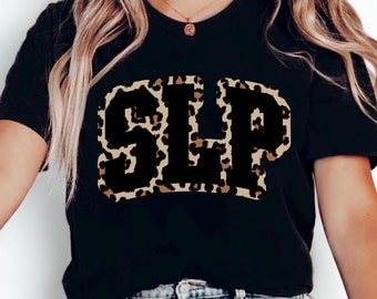 SLP T-Shirt, Leopard Print Speech Therapy Shirt, Speech Therapist Tee, Language Pathologist Gift, Speech Therapist Gift, Graduation Gift