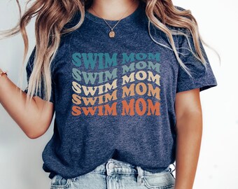 Retro Swim Mom Shirt, Swim Meet Shirt for Mom, Gift for Swim Mom, Groovy Swim Team Mom T Shirt, Sports Mom Tee, Swimmer Mom T-Shirt