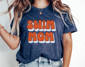 Retro Swim Mom Shirt, Swim Meet Shirt for Mom, Gift for Swim Mom, Groovy Swim Team Mom T Shirt, Sports Mom Tee, Swimmer Mom T-Shirt