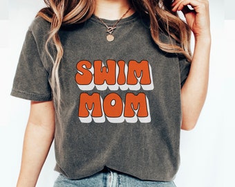 Comfort Colors Retro Swim Mom Shirt, Swim Meet Shirt for Mom, Gift for Swim Mom, Groovy Swim Team Mom T Shirt, Sports Mom Tee, Swimmer Mom