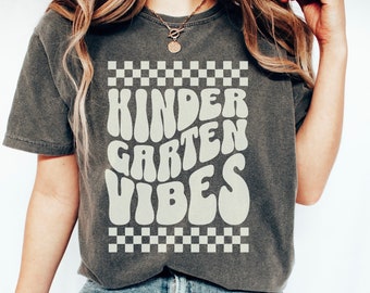 Retro Kindergarten Vibes Comfort Colors Shirt, Teacher Gift