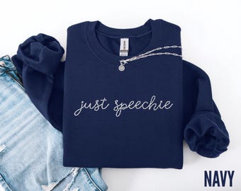Embroidered SLP Sweatshirt, Personalized Speech Language Pathologist Crewneck, Custom Speech Therapist Gift