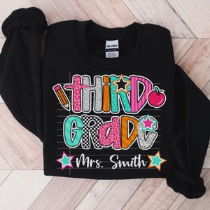 Personalized 3rd Grade Teacher Sweatshirt, Custom Third Grade Team Sweaters, Teachers Name Crewneck Sweatshirt, Gift for Back to School