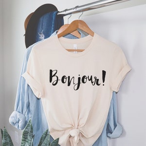 Bonjour Shirt | Hello Shirt | Bonjour Tee | France Shirt | French Paris Shirt | Women&#39;s T-shirt