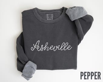 Asheville Embroidered Sweatshirt, Comfort Colors Girls Trip Crewneck, Matching Group Vacation Sweatshirt