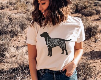 Floral Labrador Shirt, Lab Mama, Chocolate Lab, Black Lab Mom, Labrador Retriever Tee, Cute Labrador Gift