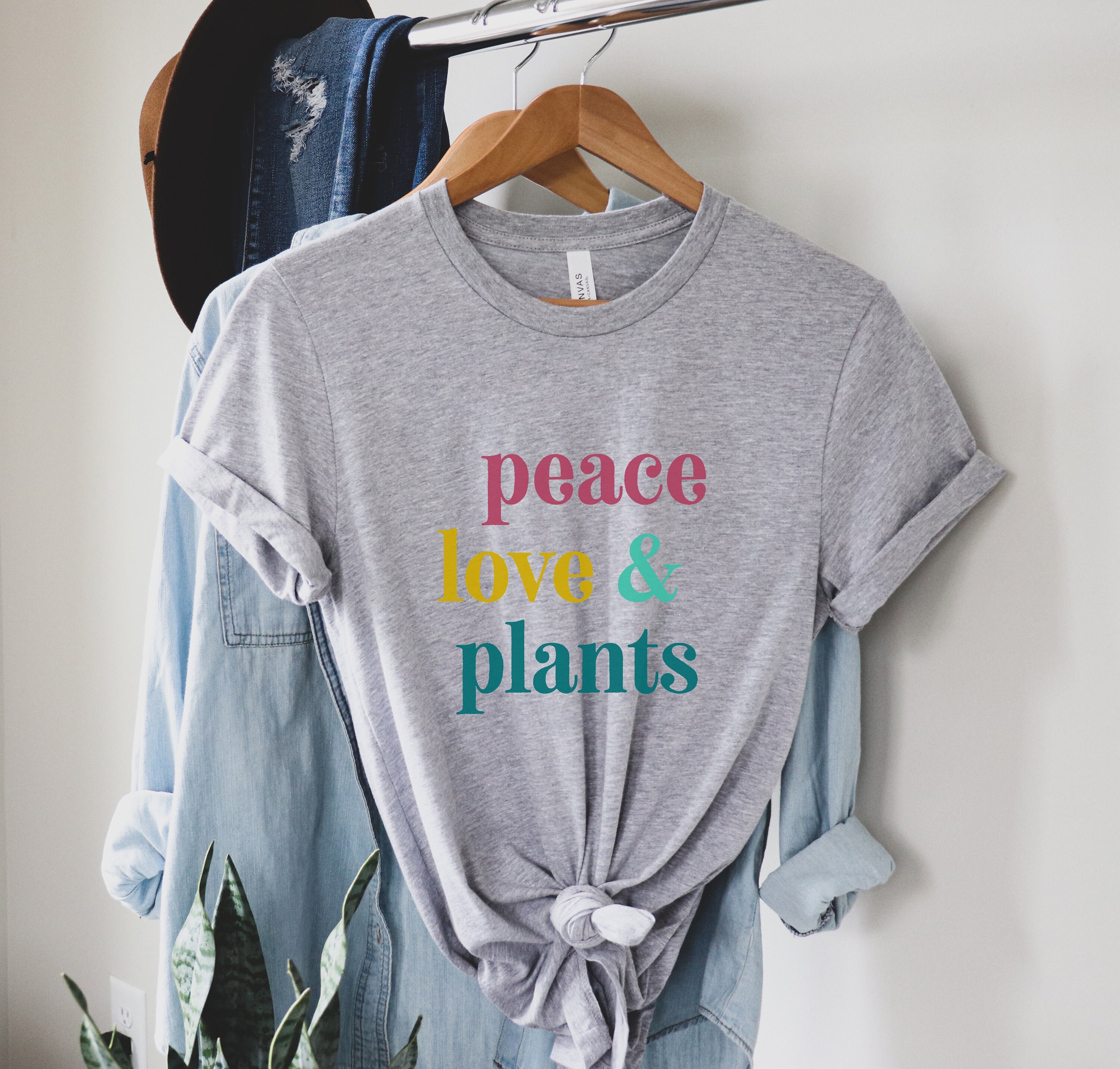 Peace Love Plants Shirt Plant T Shirt Plant Lady Shirt Etsy UK