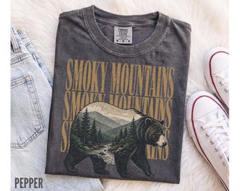 Great Smoky Mountains National Park Shirt, Vintage 90s Retro Comfort Colors Tee, Bear Graphic Tennessee Hiking Gift