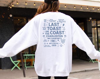 Sudadera personalizada de despedida de soltera de Charleston: camiseta de viaje para chicas de Charleston, despedida de soltera sureña, suéter de cuello redondo con colores cómodos