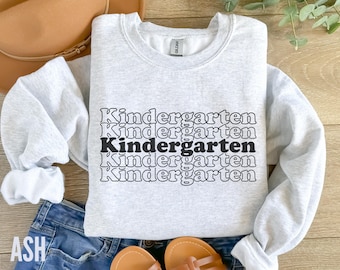 Retro Kindergarten Teacher Sweatshirt, Back to School Crewneck Pullover