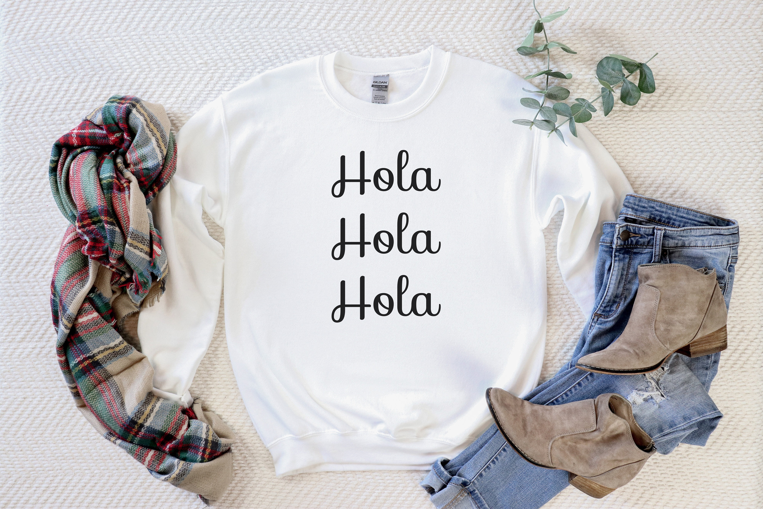 Hola Sweatshirt Spanish Sweatshirt Hello in Spanish Trendy Etsy UK