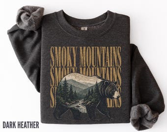 Great Smoky Mountains National Park Sweatshirt, Vintage 90s Retro Crewneck, Bear Graphic Tennessee Hiking Gift