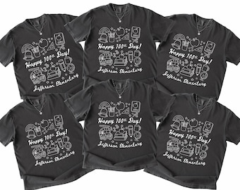 Custom 100th Day Group Teacher Shirts: Matching School Name Comfort Colors Tee