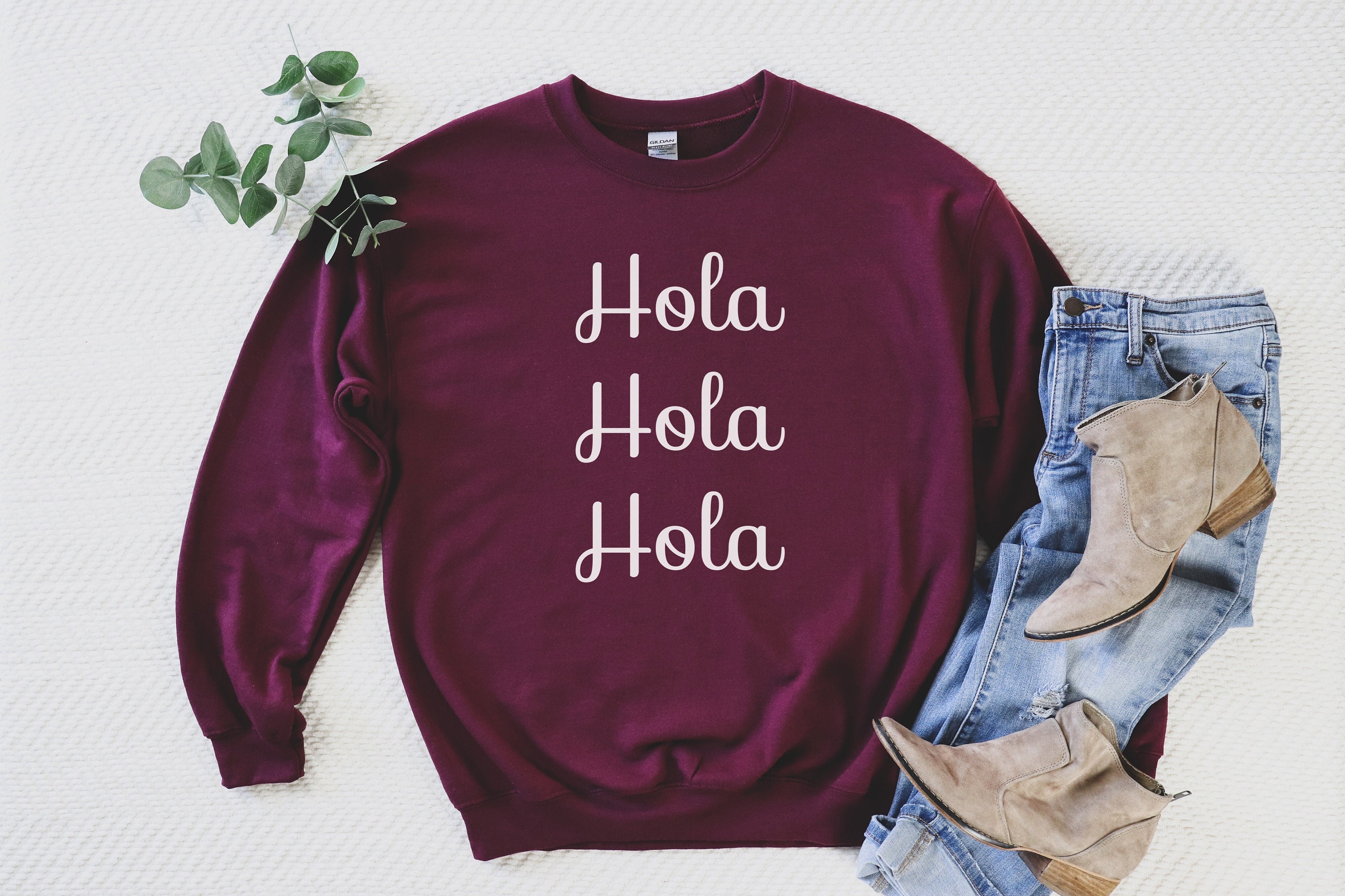 Hola Sweatshirt Spanish Sweatshirt Hello in Spanish Trendy Etsy