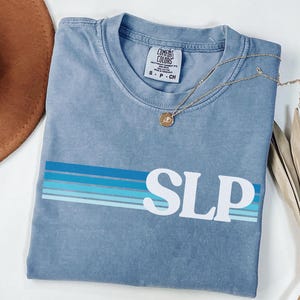 Retro SLP T-Shirt in Comfort Colors, Cute Speech Therapy Shirt, Speech Therapist Tee, Language Pathologist Gift, Speech Therapist Grad