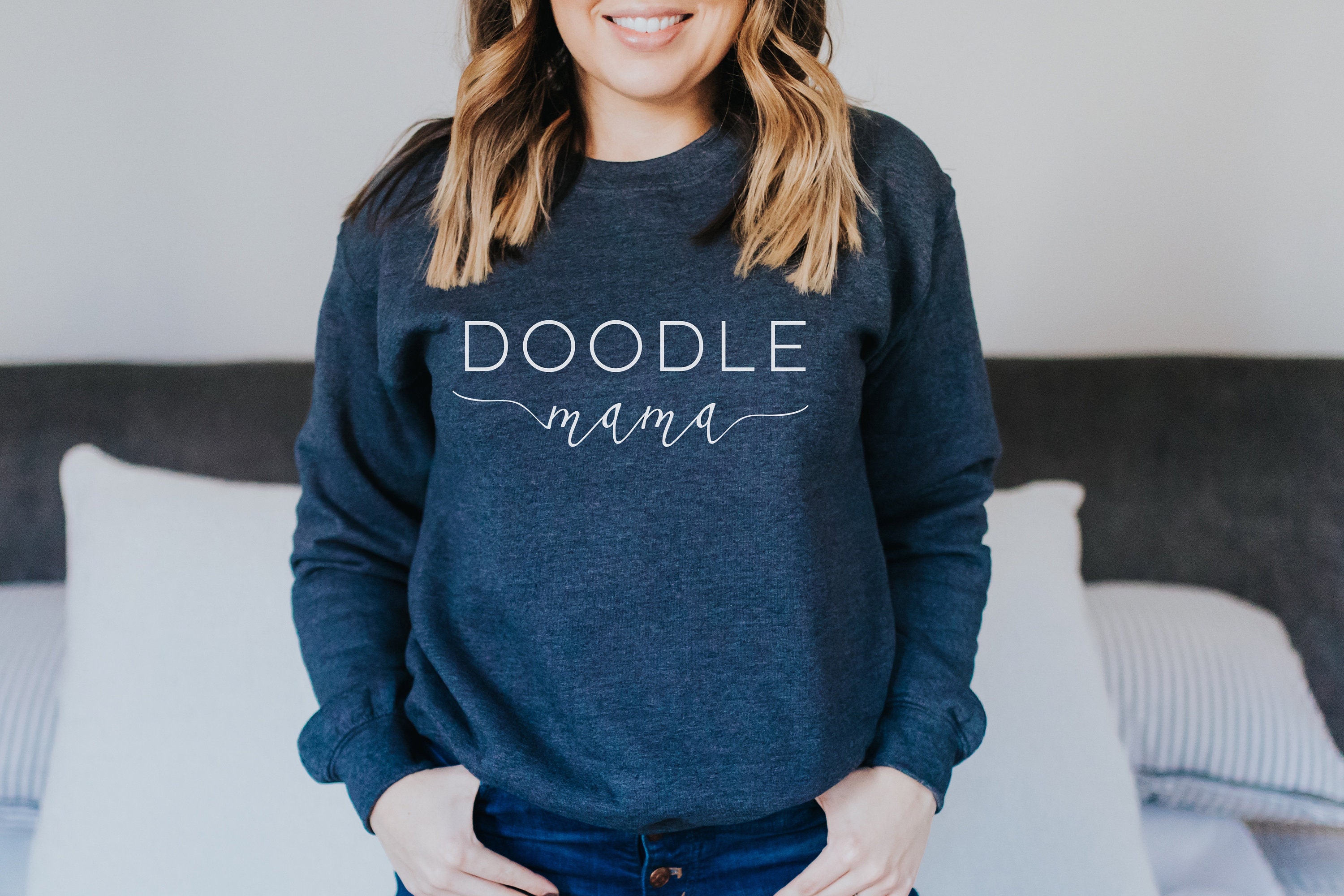 Dog Mama Sweatshirt For Women – Cute Doodle Mom Graphic Pullover, Long Sleeve, Soft Comfortable Tee, Gift For Dog Lovers