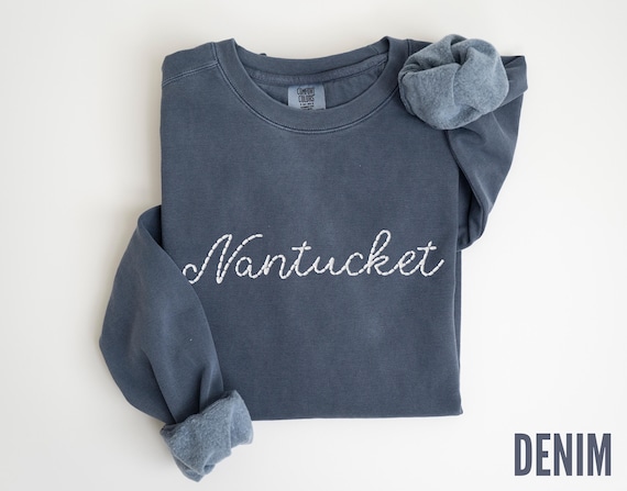 Embroidered Nantucket Sweatshirt – Minimalist Crewneck Comfort Colors Sweater