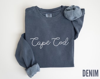 Embroidered Comfort Colors Cape Cod Sweatshirt Minimalist Sweater Massachusetts Cape Cod Crewneck Sweater Massachusetts Gifts