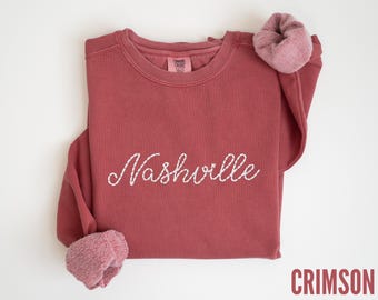 Nashville Embroidered Sweatshirt, Comfort Colors Girls Trip Crewneck, Bachelorette Party Sweatshirt