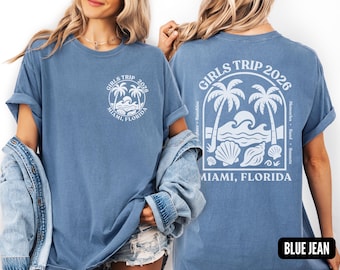 Personalized Beach Girls Trip Shirt: Custom Beach Vacation Tees, Matching Bachelorette Group Shirts