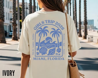 Personalized Beach Girls Trip Shirt: Custom Beach Vacation Tees, Matching Bachelorette Group Shirts