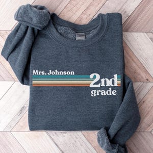 Personalized 2nd Grade Teacher Sweatshirt: Custom Name Crewneck