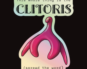 Holographic Clitoris Sticker, Female Reproductive Health Educational Vinyl Decal, Sex Education