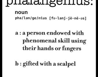 Funny Surgeon Sticker, Phalangenius Medical Definition Decal, Surgery Thank You Gift