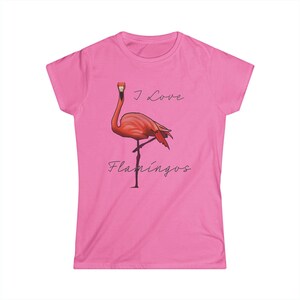 I Love Flamingos Shirt: Frauen Ökologie T-Shirt, Handgezeichnetes Design