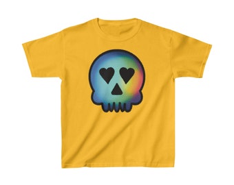 Sugar Skull Kids Heavy Cotton™ Tee - Dag van de Doden, Skeleton Shirt, Skull Streetwear, Skull Art, Unisex Kids T-shirt met korte mouwen