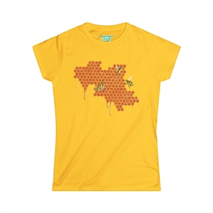 Honeycomb Bee Shirt: Hand-Drawn Honeybee Design, Women&#39;s Fit