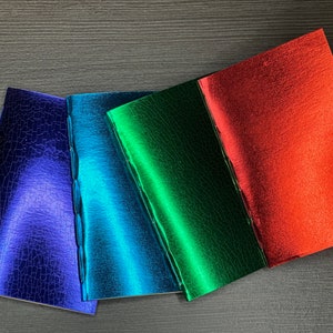 Handmade Metallic Holographic Notebook, A6 Travel Journal, Pocket Notebook image 9