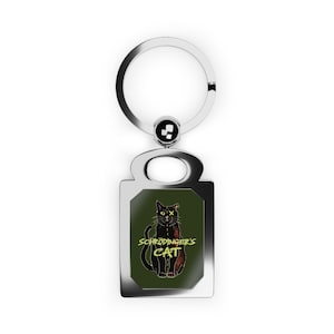 Physics Gift Schrodinger&#39;s Cat Meme Keychain - Einstein, Quantum Mechanics, Dead Cat, Science Keychain, Science Keyring Tag