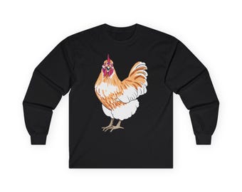 Funny Chicken Long Sleeve Shirt: Silly Hen, Farm Animal Gift
