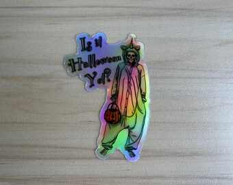 Holographic Halloween Skeleton Sticker, Unicorn Costume Vinyl Decal