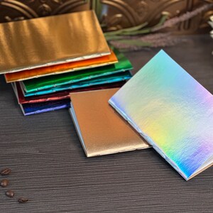 Handmade Metallic Holographic Notebook, A6 Travel Journal, Pocket Notebook image 2