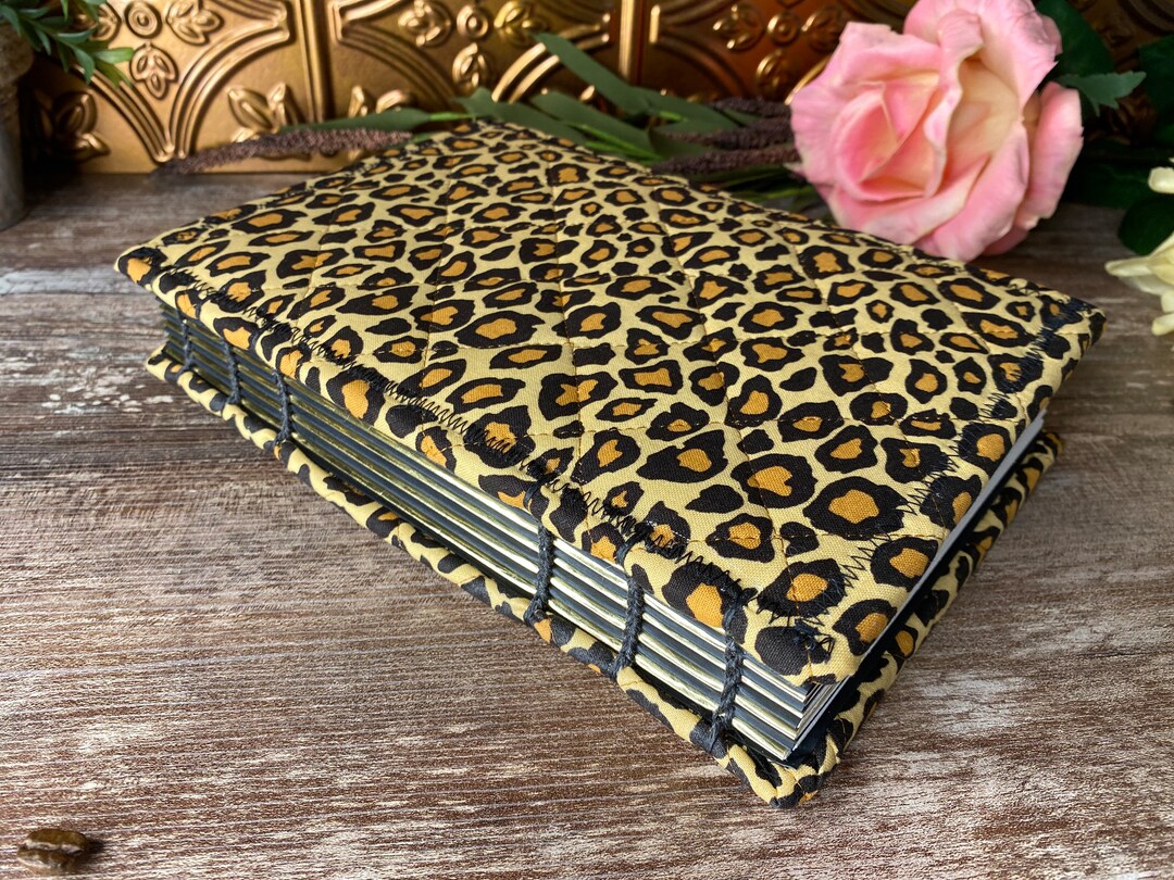 Animal Print Journal, Leopard Print Gift, Wedding Guest Book, Handmade
