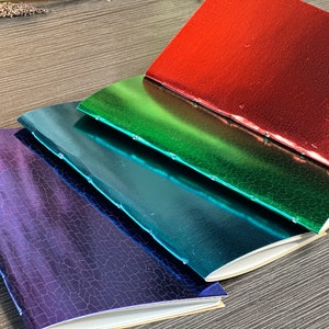 Handmade Metallic Holographic Notebook, A6 Travel Journal, Pocket Notebook image 8