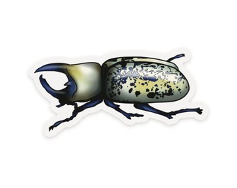 Hercules Beetle Sticker, Insect Clear Vinyl Decal, Entomology Sticker, Bug Enthusiast Gift
