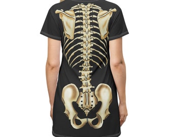 Anatomy T-Shirt Dress - Anatomy Teacher Gift, Cool Skeleton Dress, Chiropractor, Orthopedic Surgeon, Med School Graduation Gift