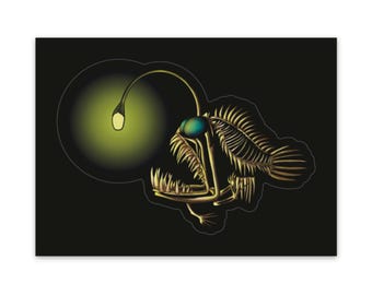 Angler Fish Skeleton Vinyl Sticker, Ocean Predator Decal