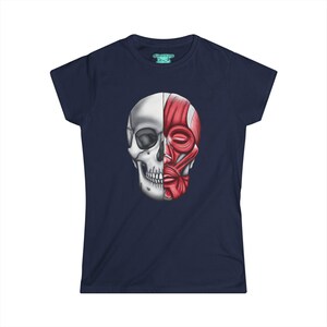 筋肉解剖学Tシャツ：ハロウィンスカル、医療アート - レディースTシャツ